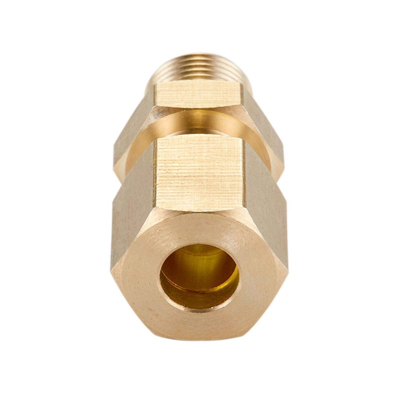 Litorange 4 Pack Metal Brass Compression Tube Pipe Fitting Connector, Straight Coupling Adapter, 1/4" Tube OD x 1/4" NPT Male - Image 5